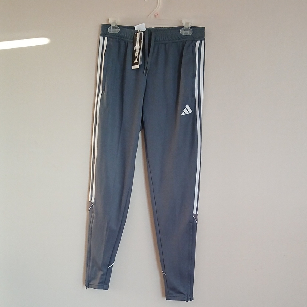 Adidas Kids Charcoal Joggers with White Stripes